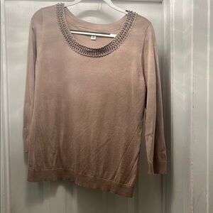 Banana Republic Beaded Neckline Sweater in Beige